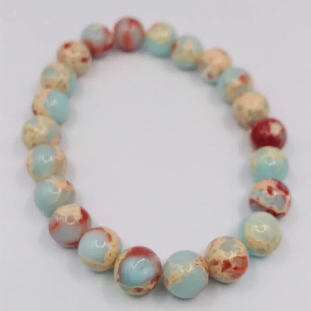 Snakeskin Jasper, Sea Sediment Jasper Gemstone Bracelet